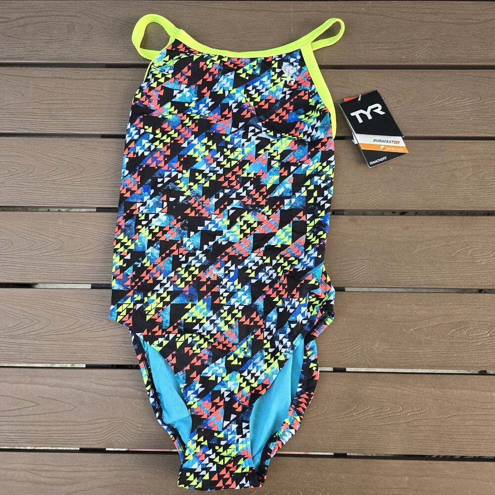TYR Women's Durafast One Xenon Multi Diamondfit One Piece Swimsuit Sz 34 New